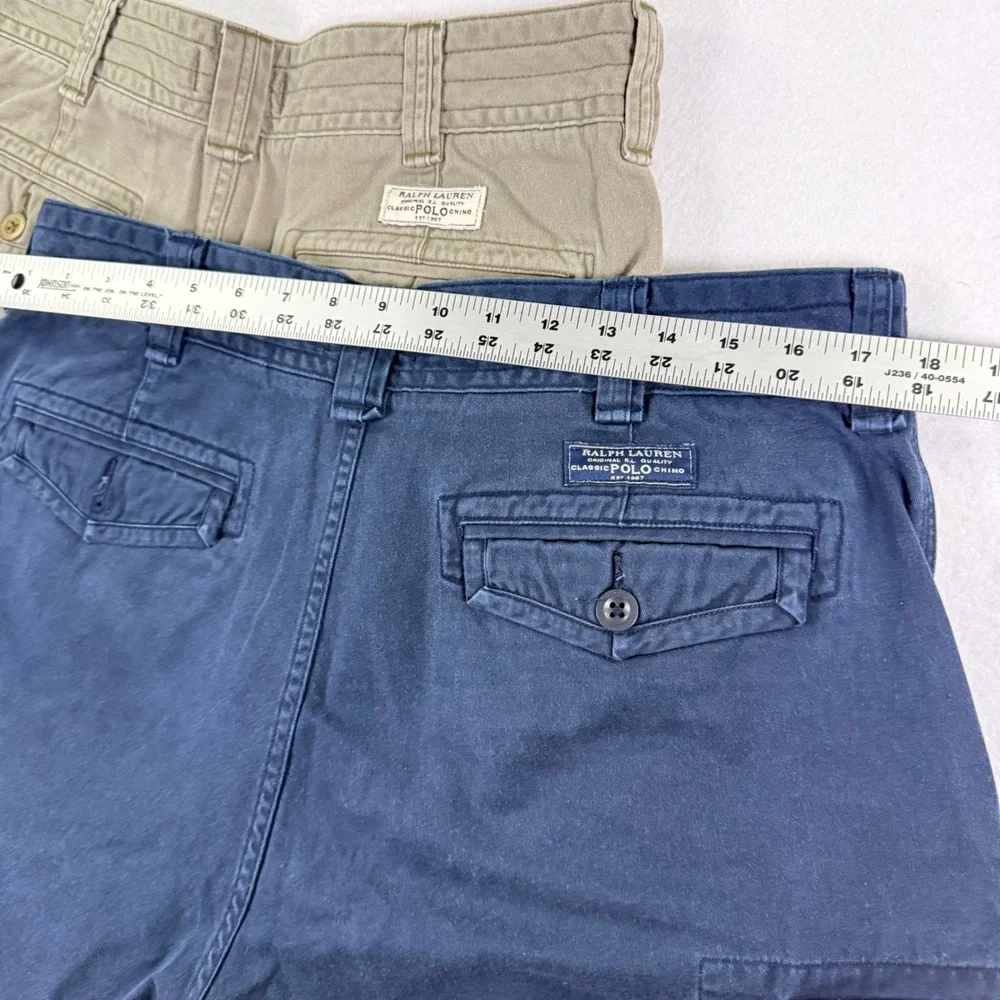 Polo Ralph Lauren Cargo Shorts Mens 36 Blue Khaki Lot of 2 Classic Chino Twill